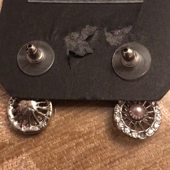 New Y2K VINTAGE Juicy Couture Pave Pearl Earrings DANGLING - Picture 3 of 4